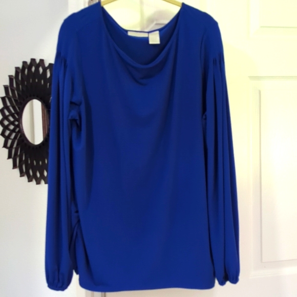 WORTHINGTON LIGHTWEIGHT STRETCH LONG SLEEVE SHOULDER ROYAL 💙 TOP 1X - Picture 1 of 3